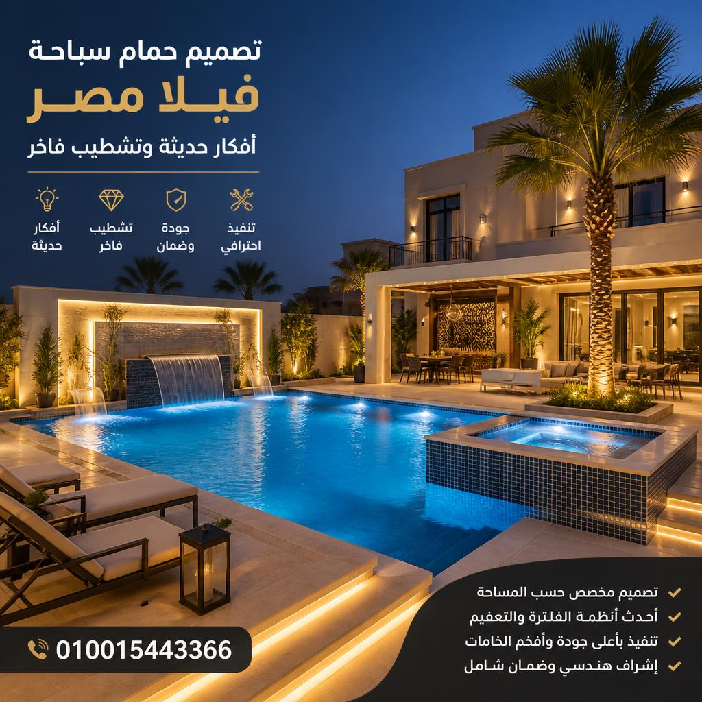 تصميم حمام سباحة فيلا مصر
