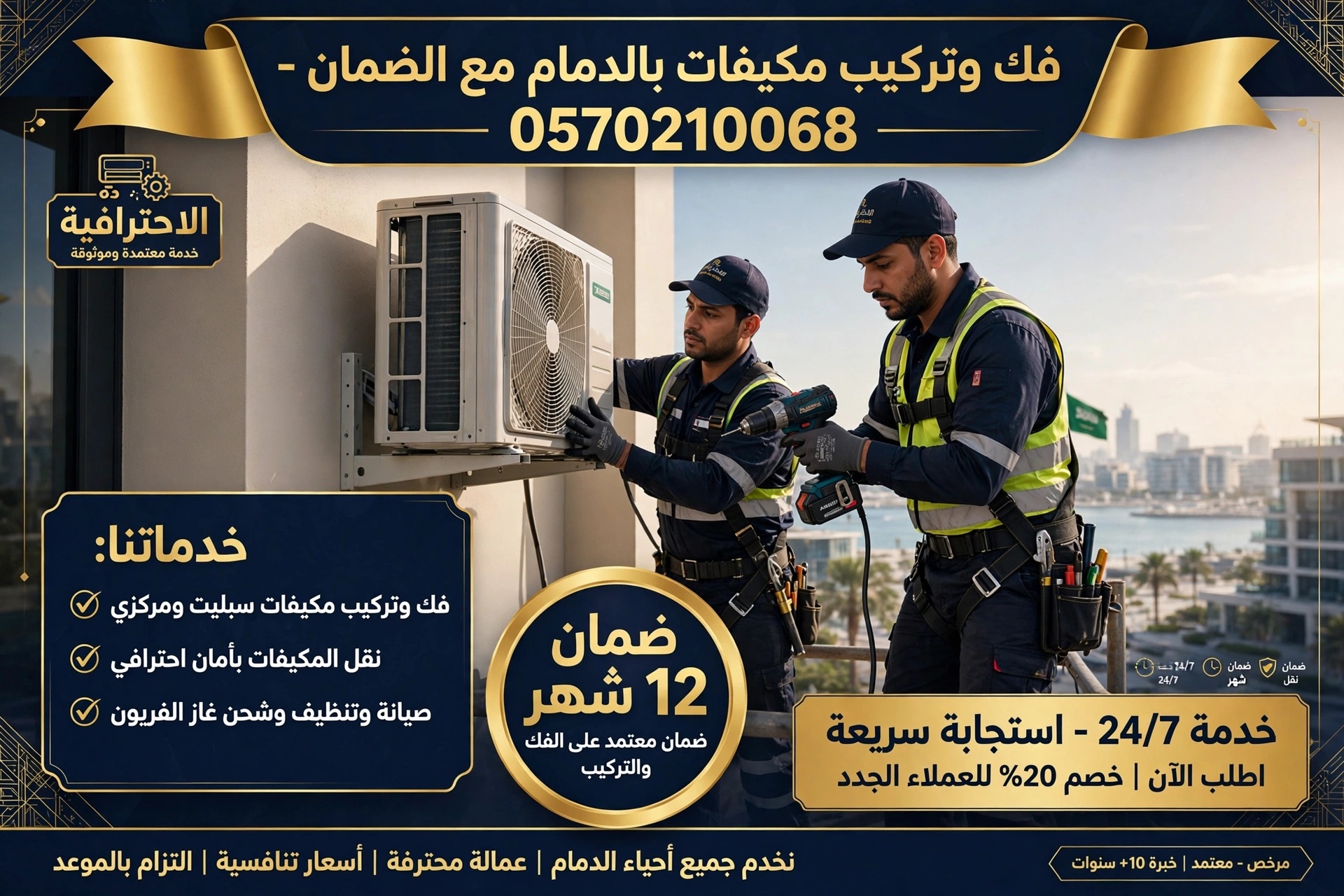فك وتركيب مكيفات بالدمام مع الضمان 0570210068 | نقل وتركيب احترافي وضمان سنة