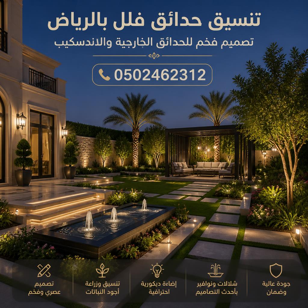 تنسيق حدائق فلل بالرياض 0502462312 تصميم فخم للحدائق الخارجية واللاندسكيب