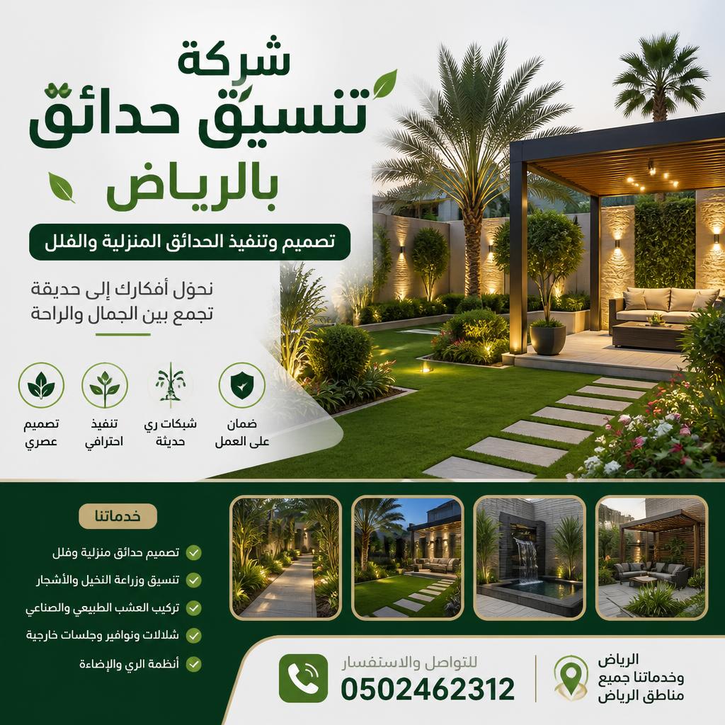 شركة تنسيق حدائق بالرياض | تصميم وتنفيذ حدائق منزلية وفلل 0502462312