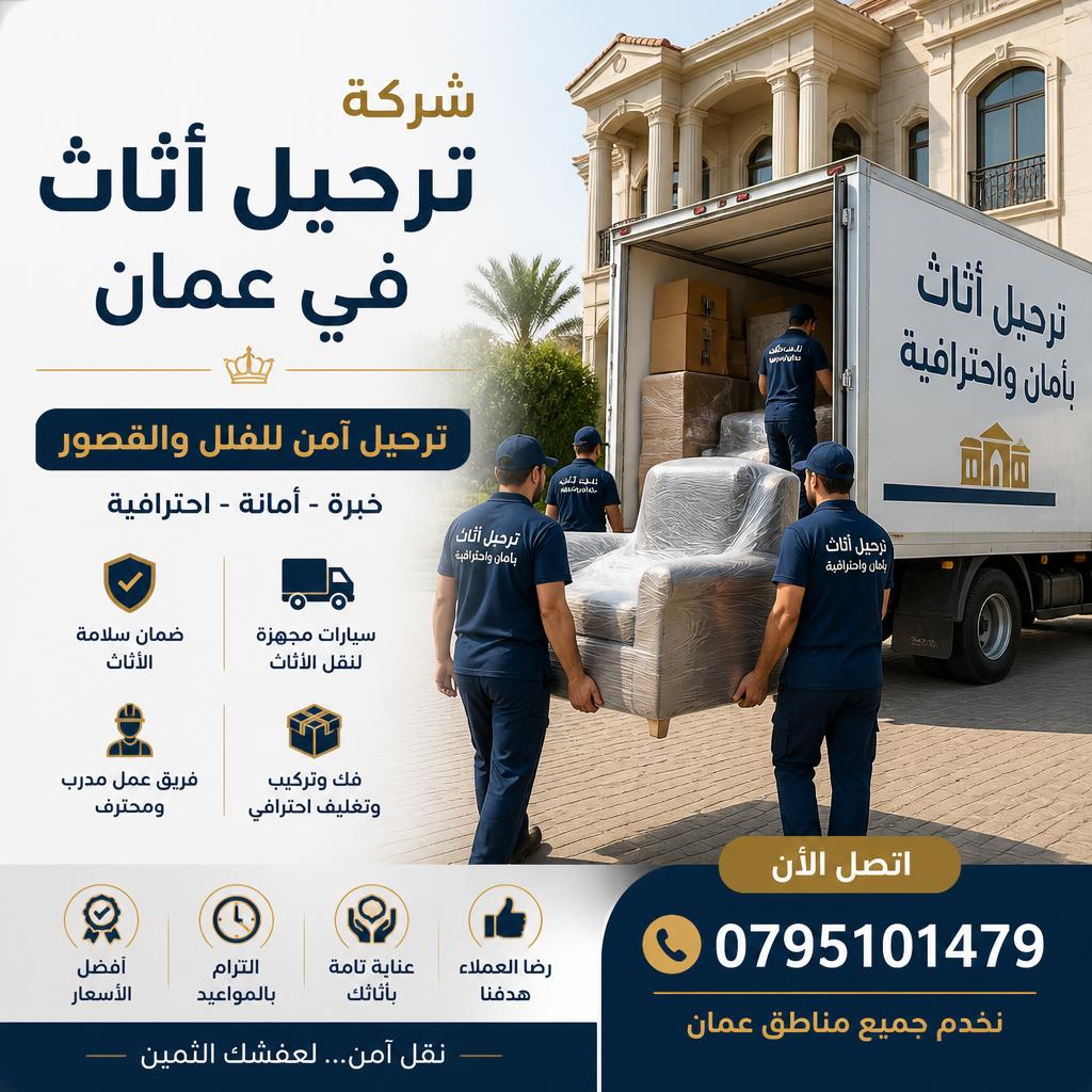 شركة ترحيل أثاث في عمان 0795101479 – ترحيل آمن للفلل والقصور
